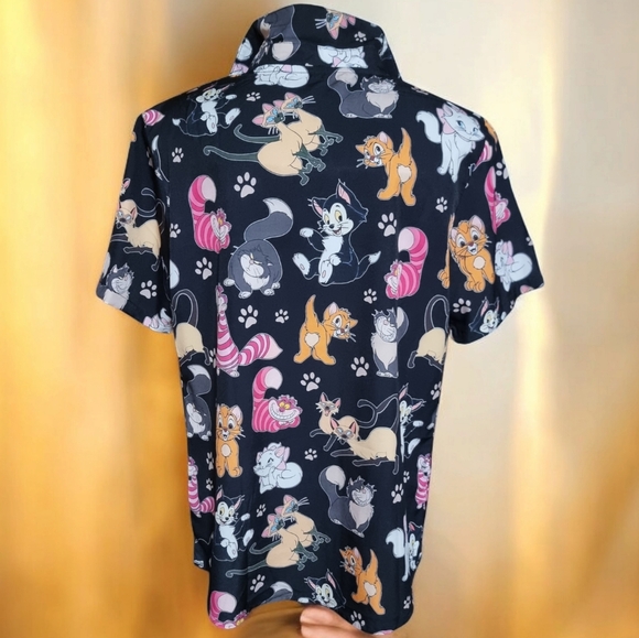 Disney Cats Unisex Button Down Short Sleeve Shirt - Picture 3 of 8